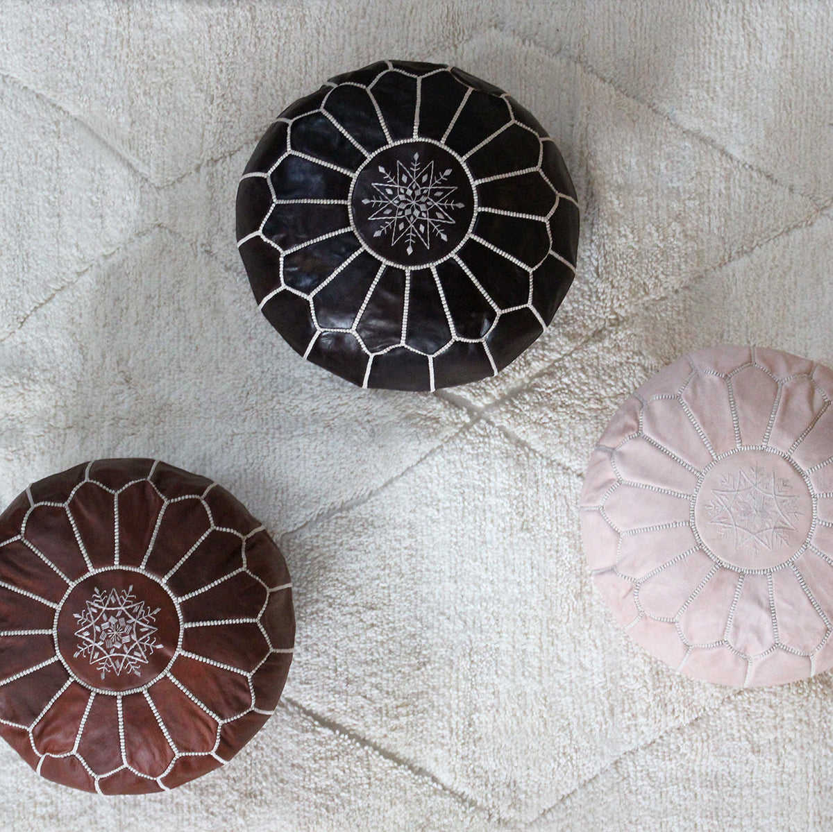 Moroccan pouf cognac MOSA