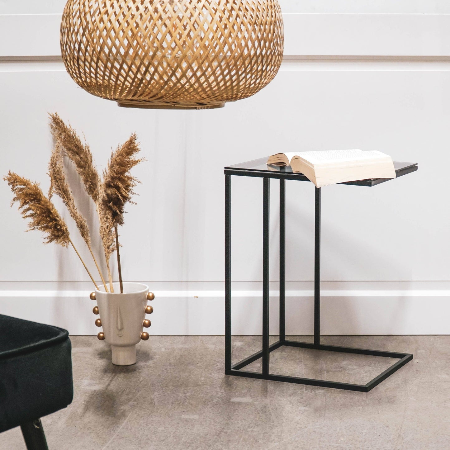 Side table metal/glass - 40x35x51cm