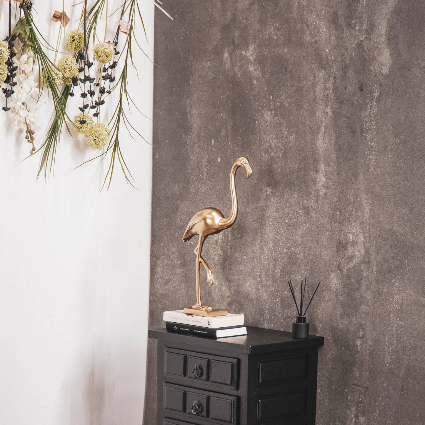 Flamingo decoration, gold 12x10x49.5 cm