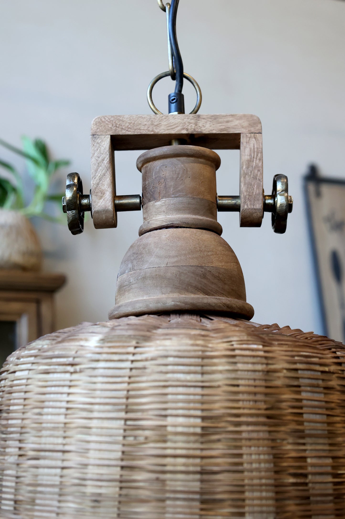 Ceiling lamp rattan nature Chic antique