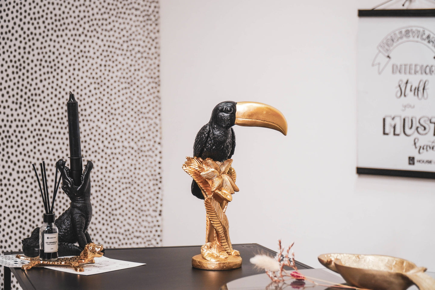 Toucan Black/Gold - 18x30x10 cm
