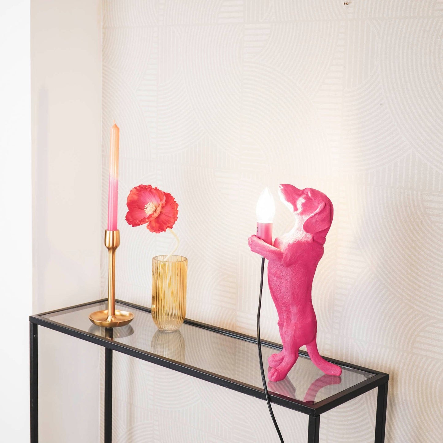 Dachshund lamp, pink - 10x15x38cm