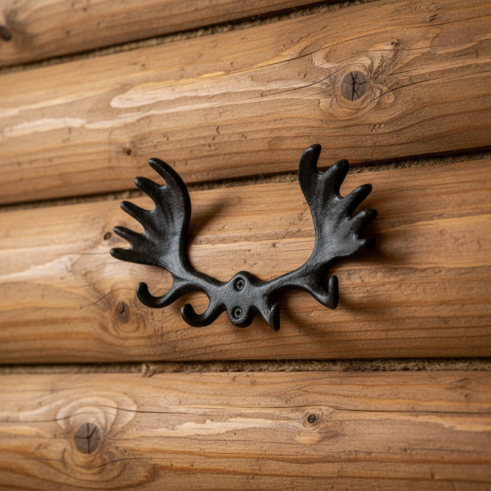 valurautainen hirvensarvien näköinen naulakko