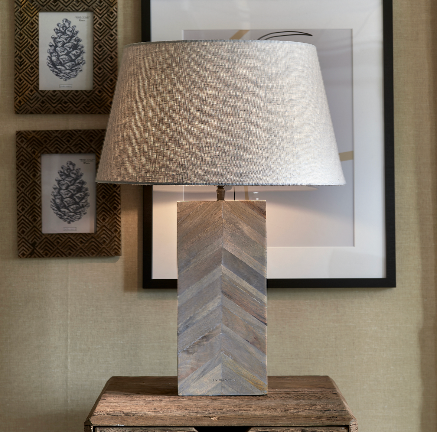 Ontario Herringbone Lamp Base High Rivièra Maison