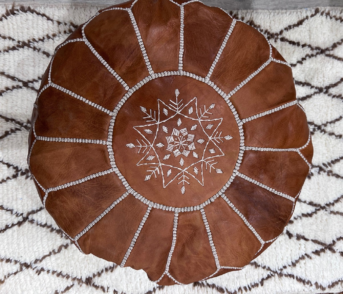 Moroccan pouf light cognac MOSA