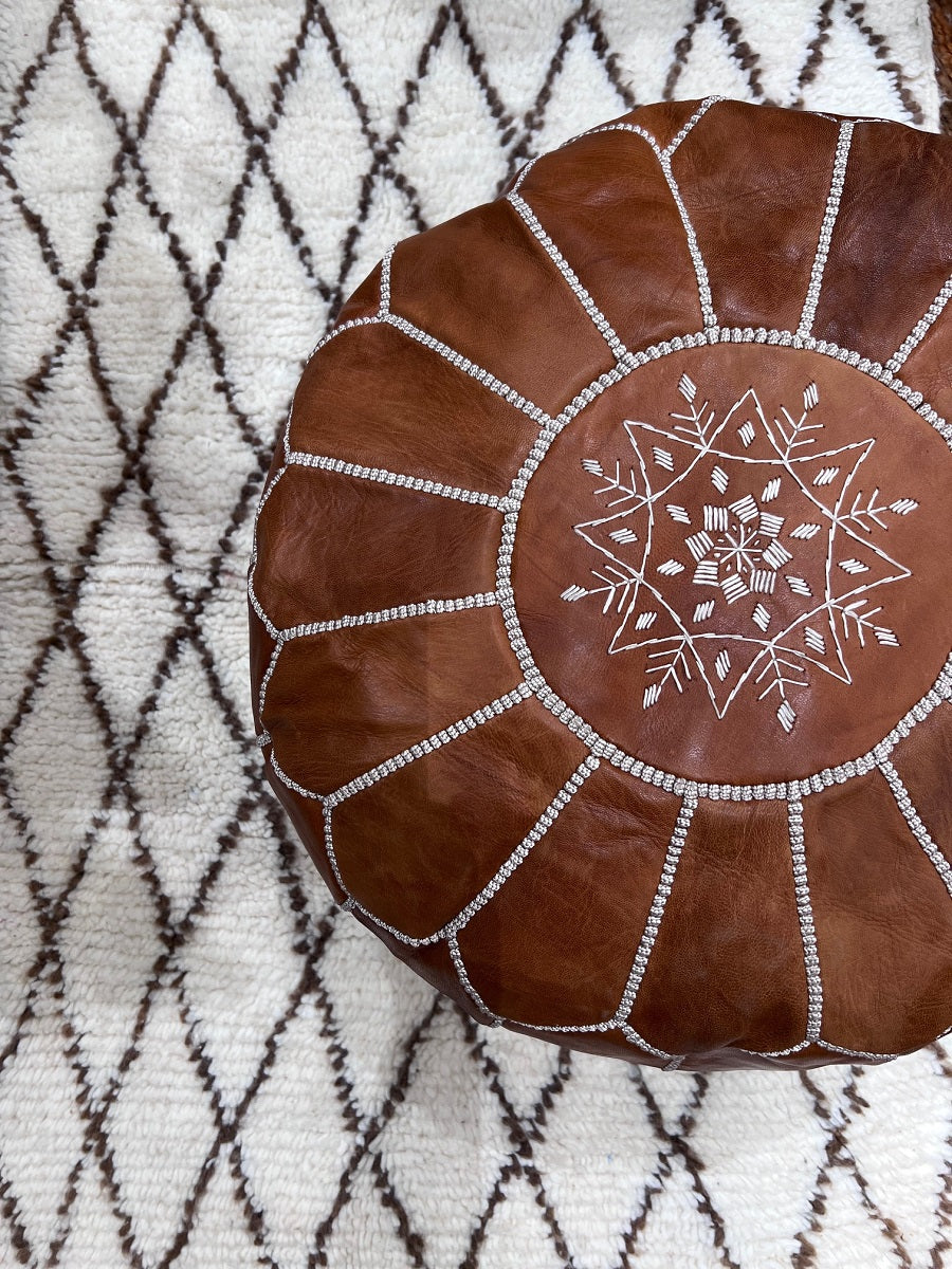 Moroccan pouf light cognac MOSA
