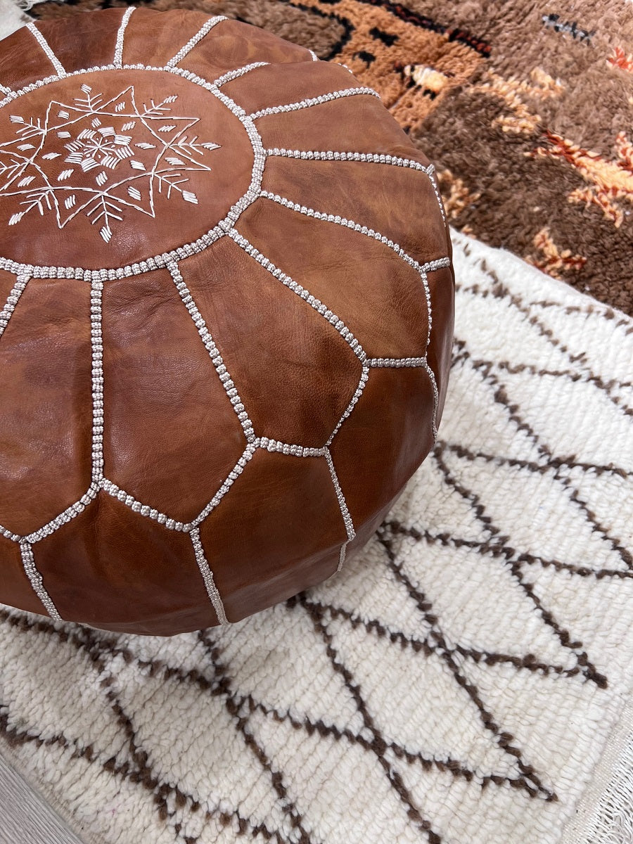 Moroccan pouf light cognac MOSA
