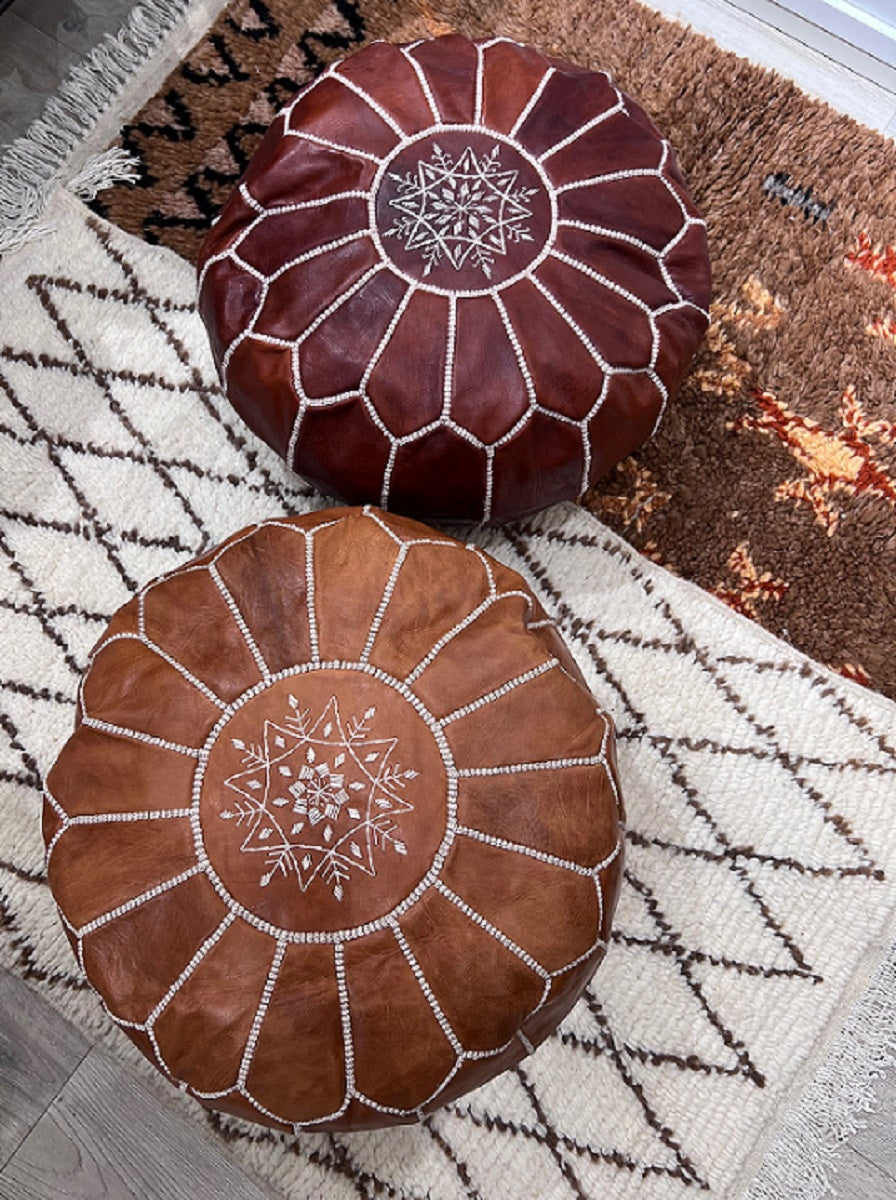 Moroccan pouf light cognac MOSA