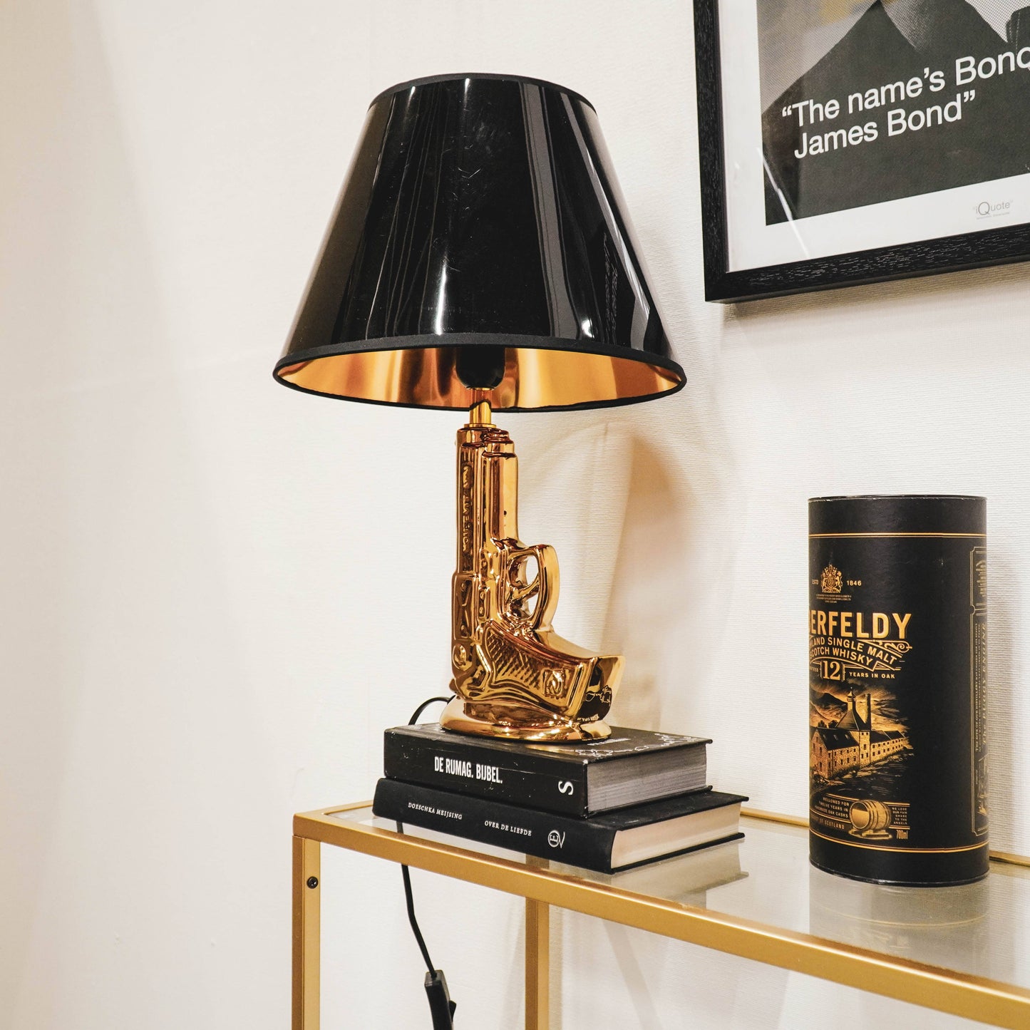 Lampshade black/gold 17x30x21cm