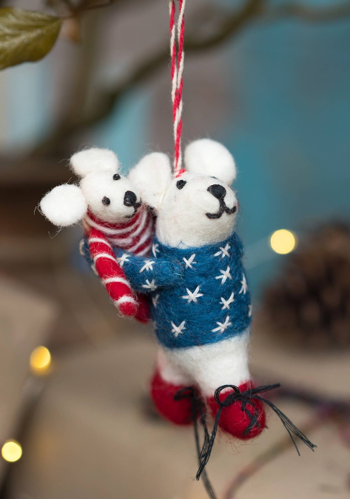 Jääkarhu äiti ja lapsi huopakoriste