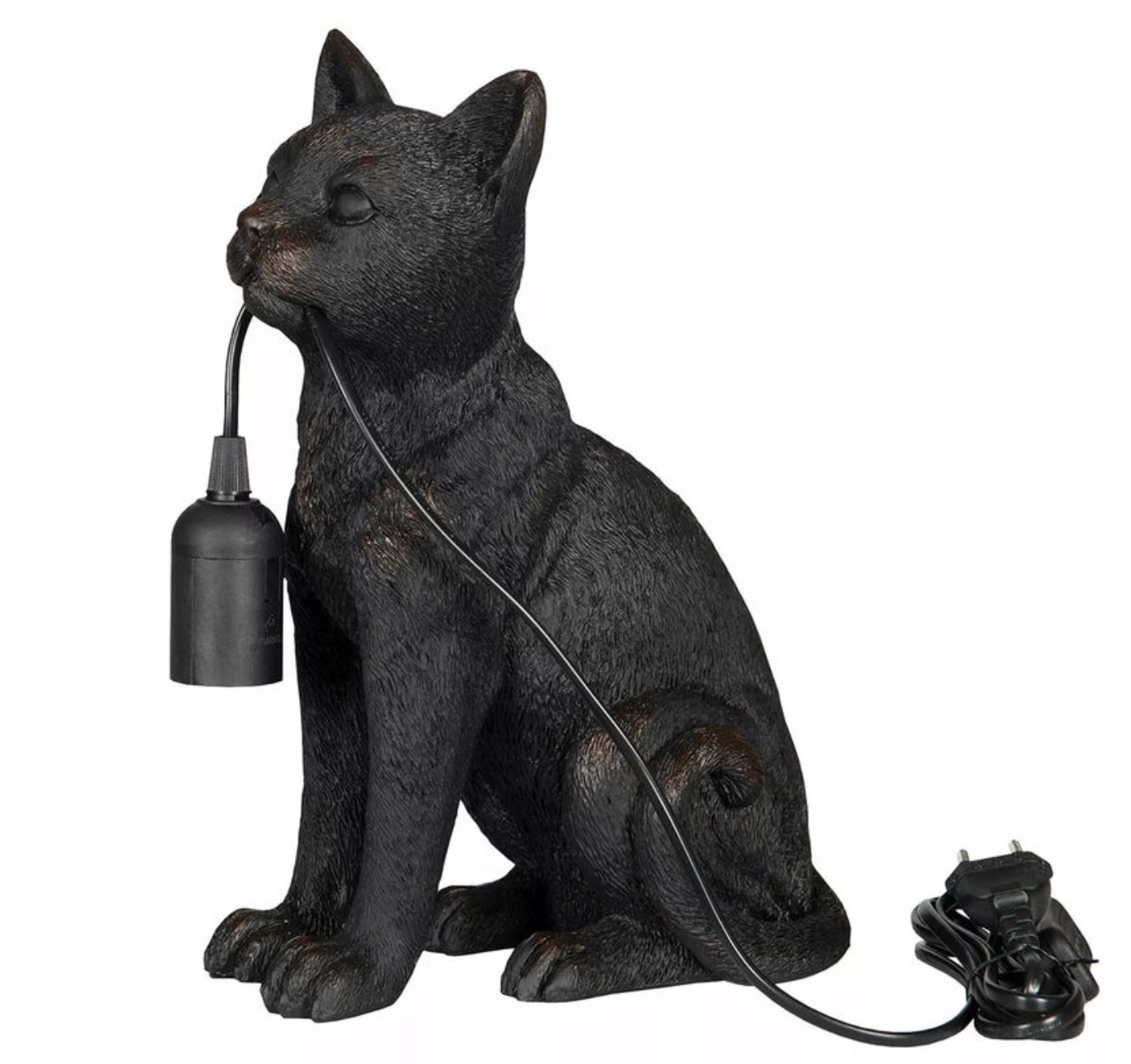 Cat table lamp black