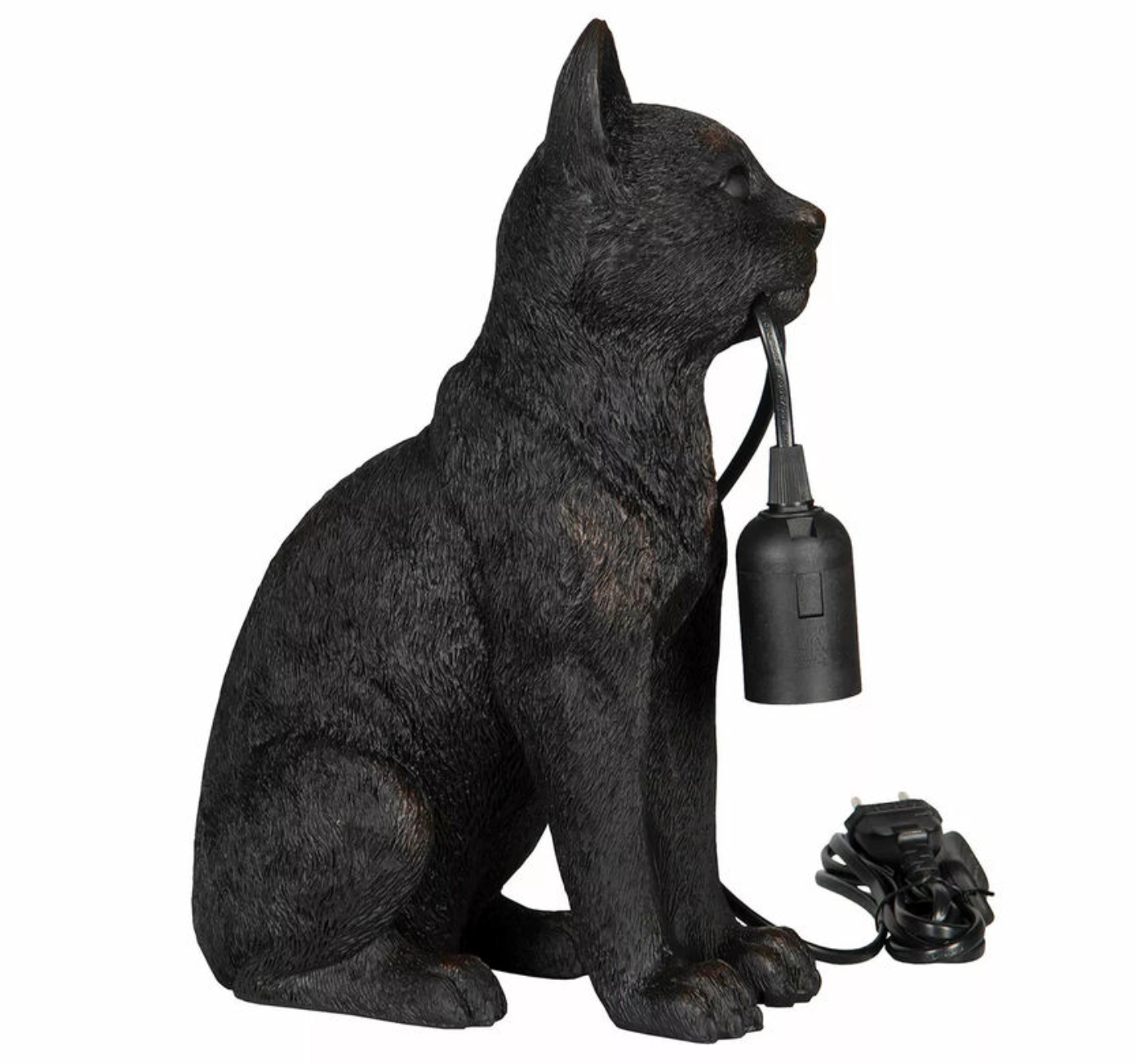 Cat table lamp black