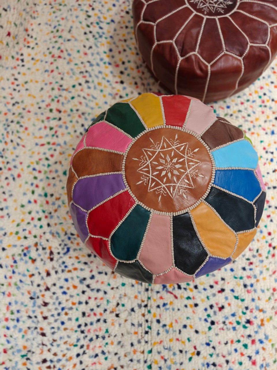 Moroccan pouf cognac MOSA