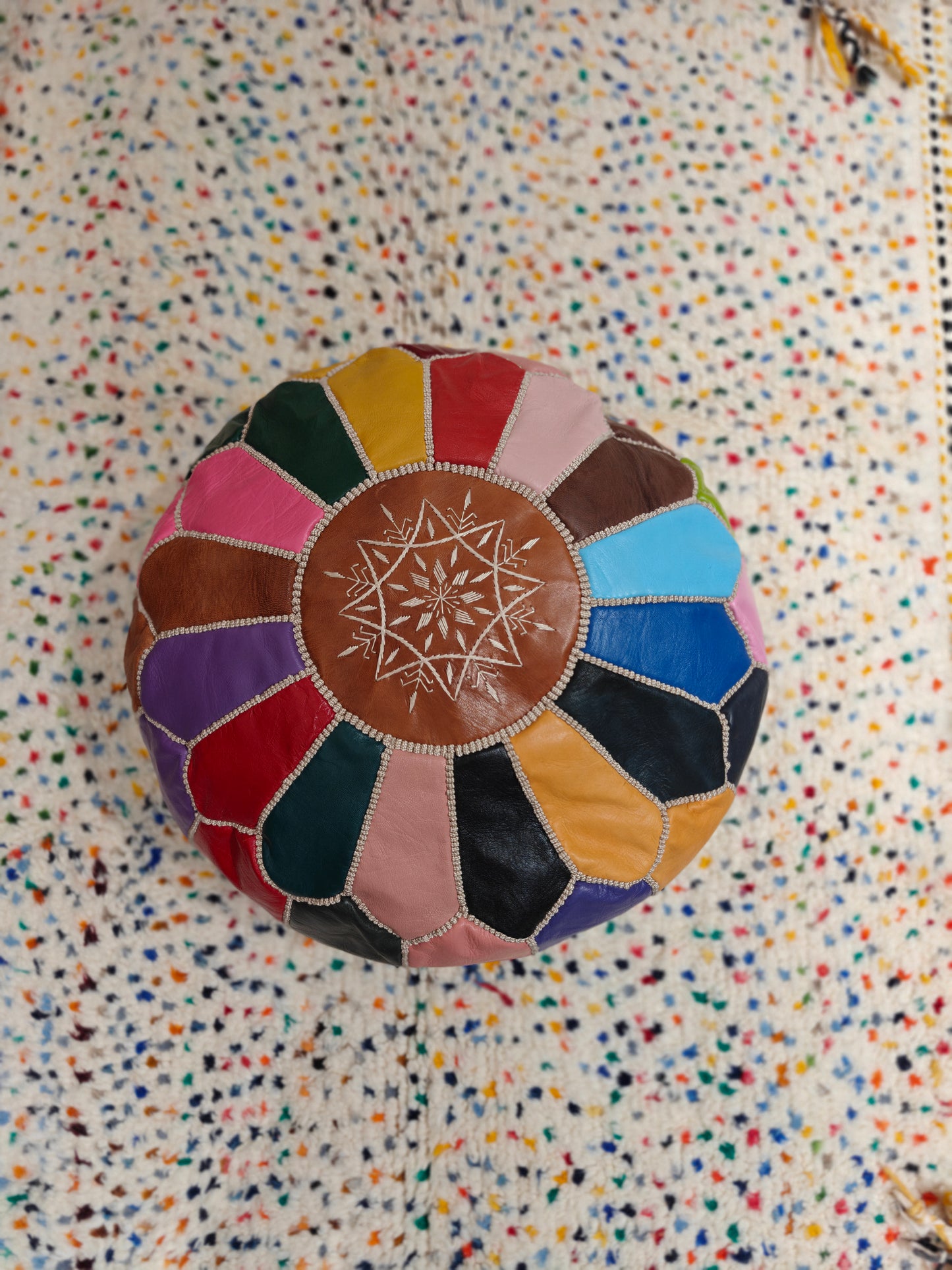Moroccan pouf cognac MOSA