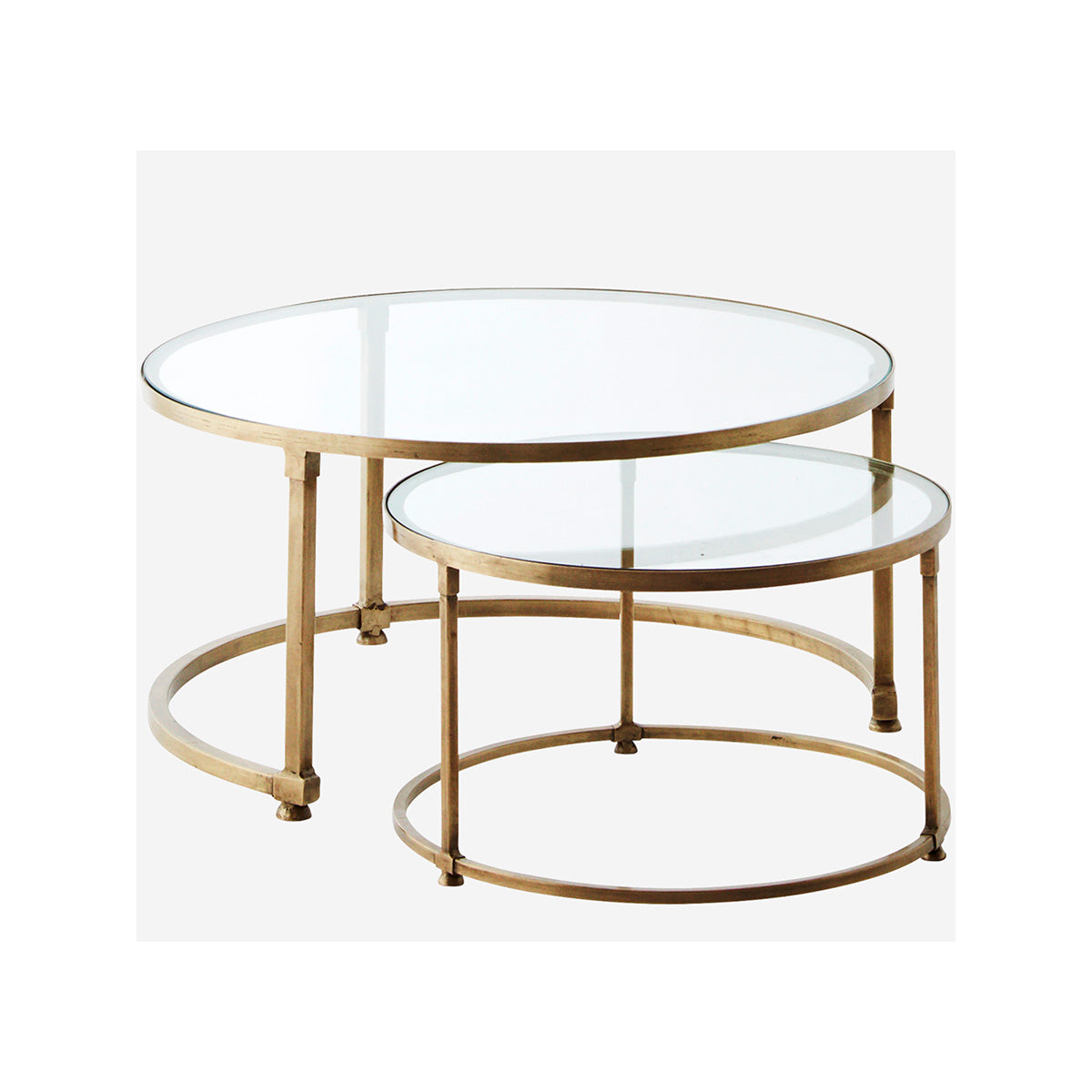 Coffee table set brass with glass top Madam Stoltz