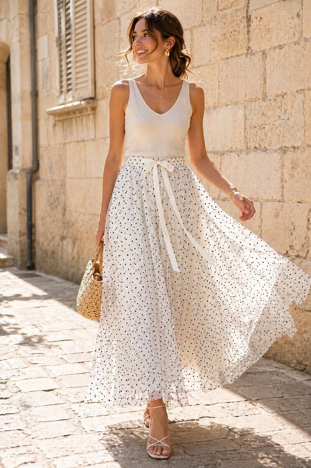 Tulle Skirt Polka Dot Brown