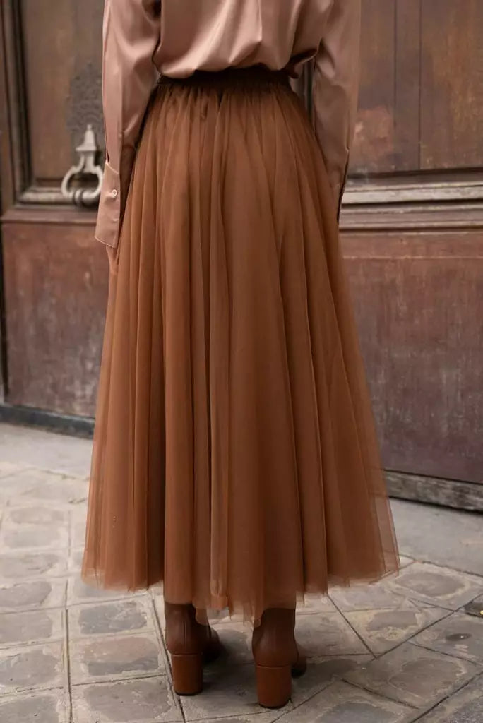 Tulle skirt Camel