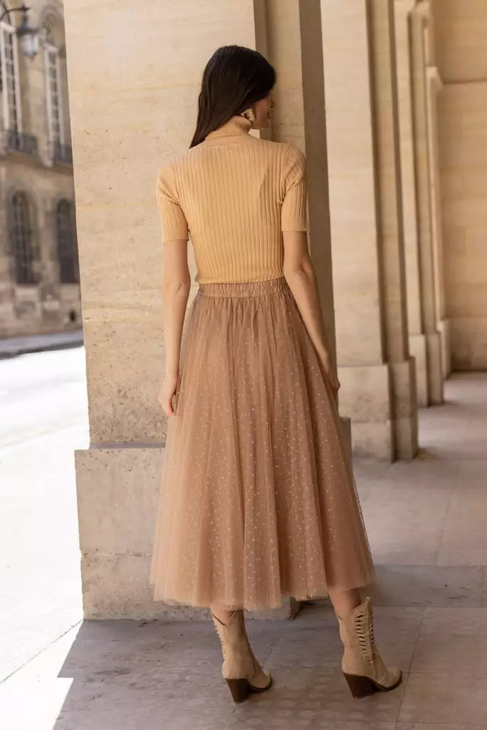 Tulle skirt Camel gold dots