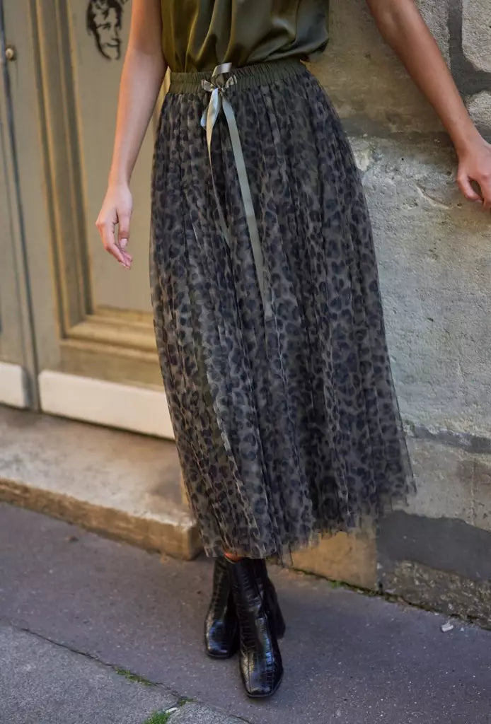 Tulle Skirt Leopard Khaki