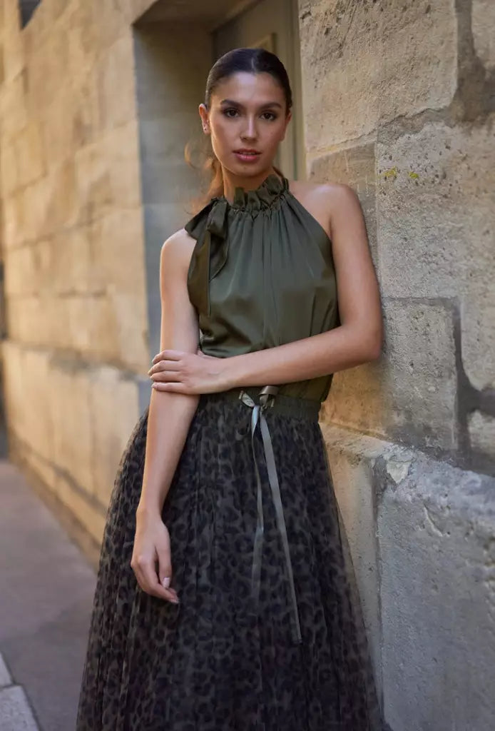 Tulle Skirt Leopard Khaki