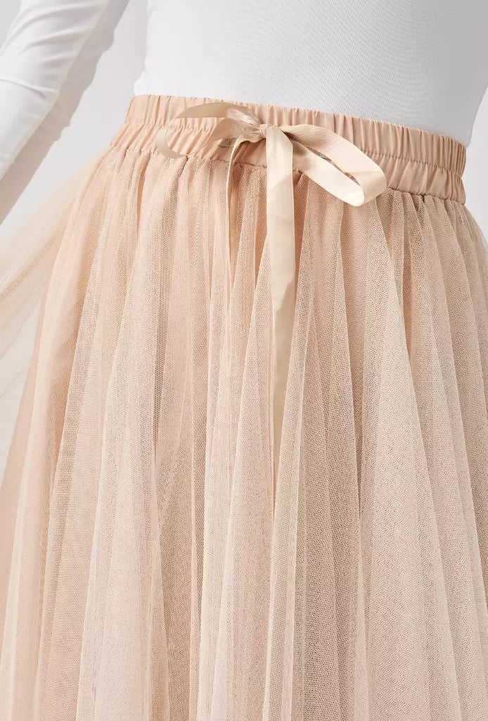 Tulle skirt Nude