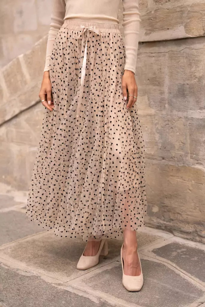 Tulle skirt heart Beige