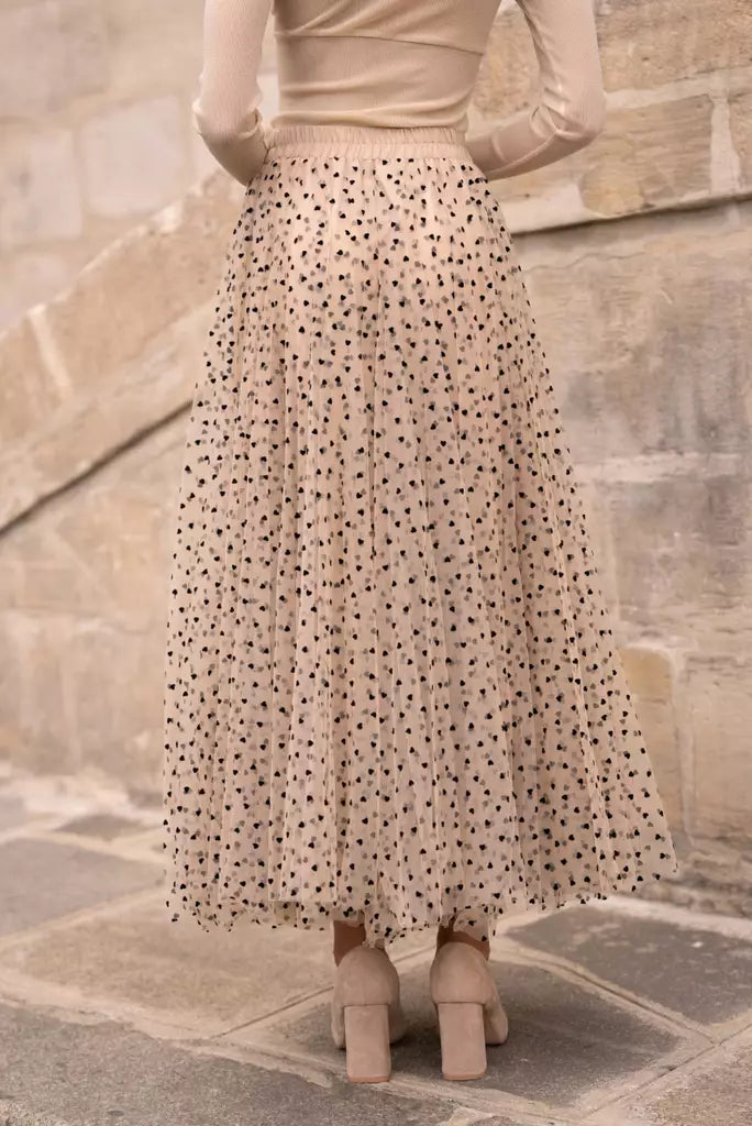 Tulle skirt heart Beige