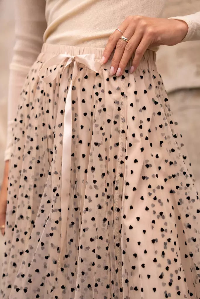 Tulle skirt heart Beige