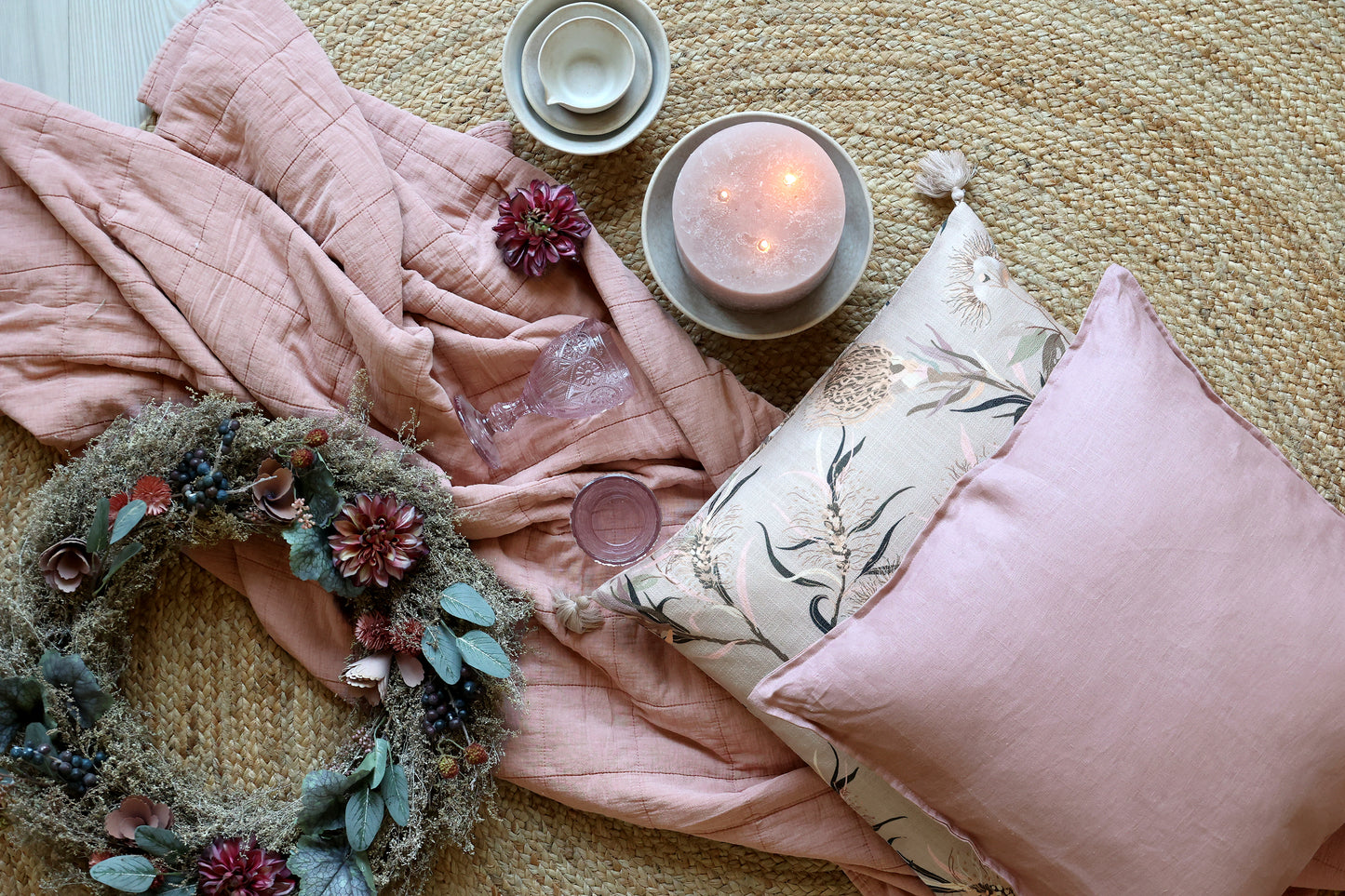 Aix cushion cover linen pink Chic antique