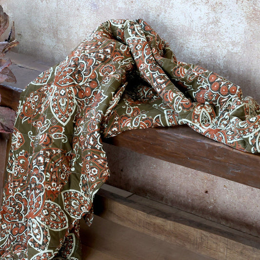 Nap blanket Aix quilted floral green Chic Antique