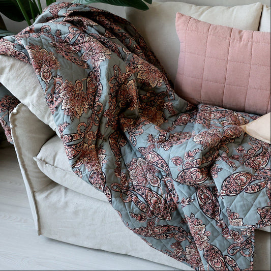 Nap blanket Aix quilted floral green Chic Antique