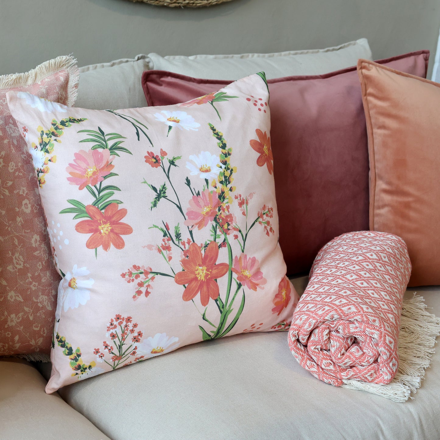Aix cushion cover flowers Chic antique