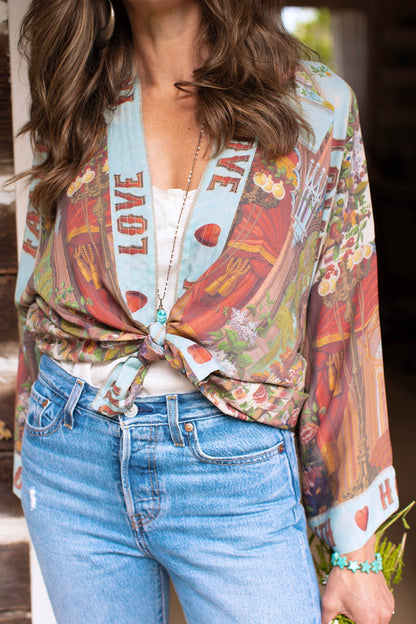 Love Language Cropped Kimono