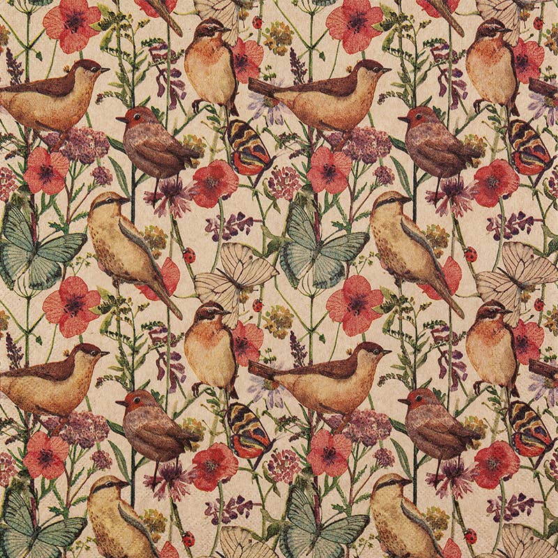 Birds in Spring eco kahviservetti 25x25cm