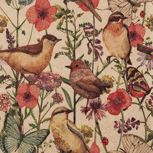 Birds in Spring eco kahviservetti 25x25cm