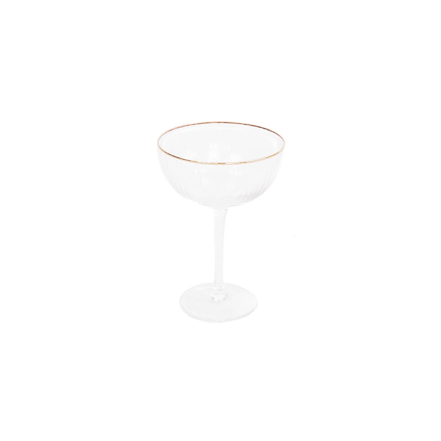 Champagne glass set, gold rim 11x15 cm