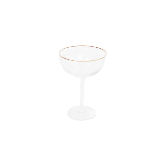 Champagne glass set, gold rim 11x15 cm