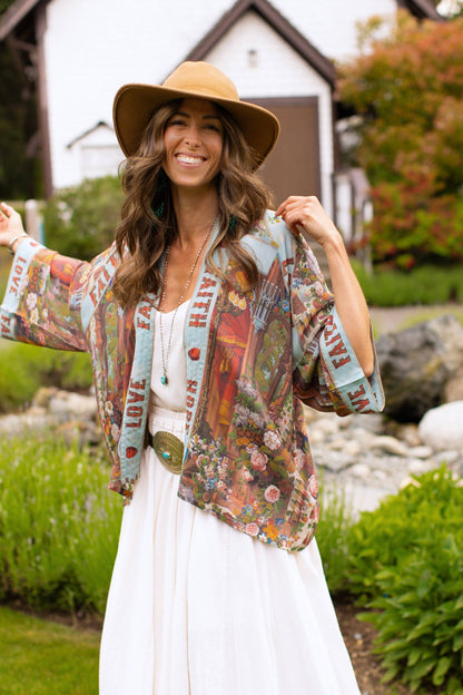 Love Language Cropped Kimono
