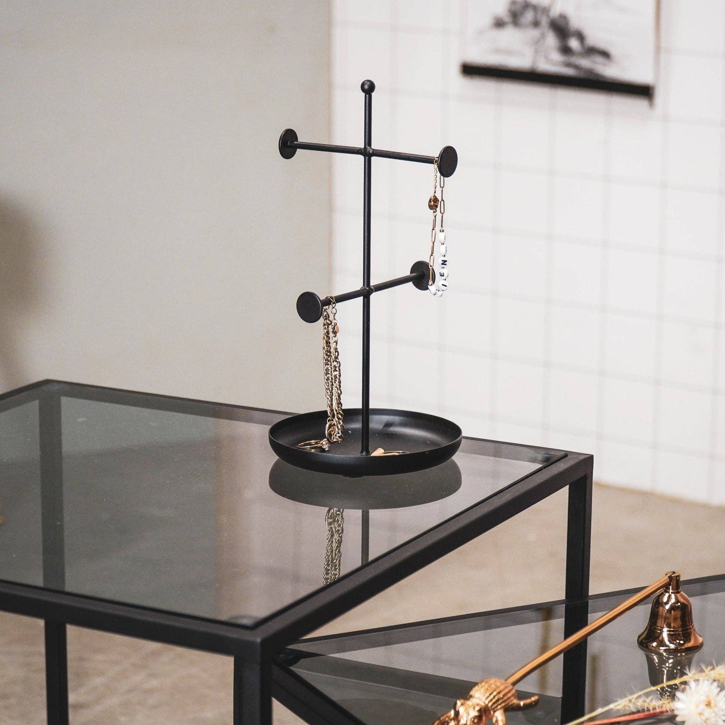 Jewelry stand black - 13x13x25cm