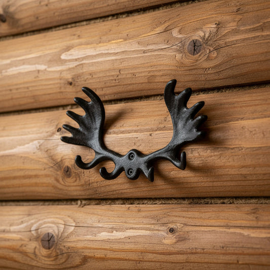 valurautainen hirvensarvien näköinen naulakko