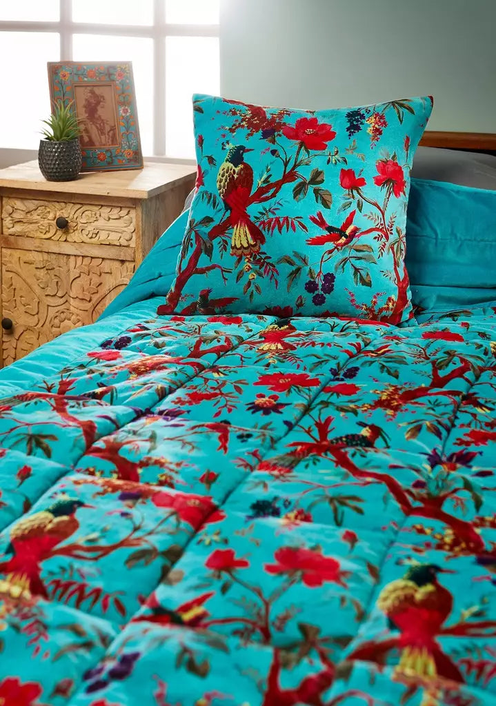Bedspread Bird of Paradise turquoise