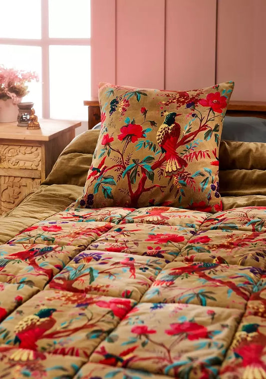 Päiväpeitto Bird of Paradise Beige/Oliivi