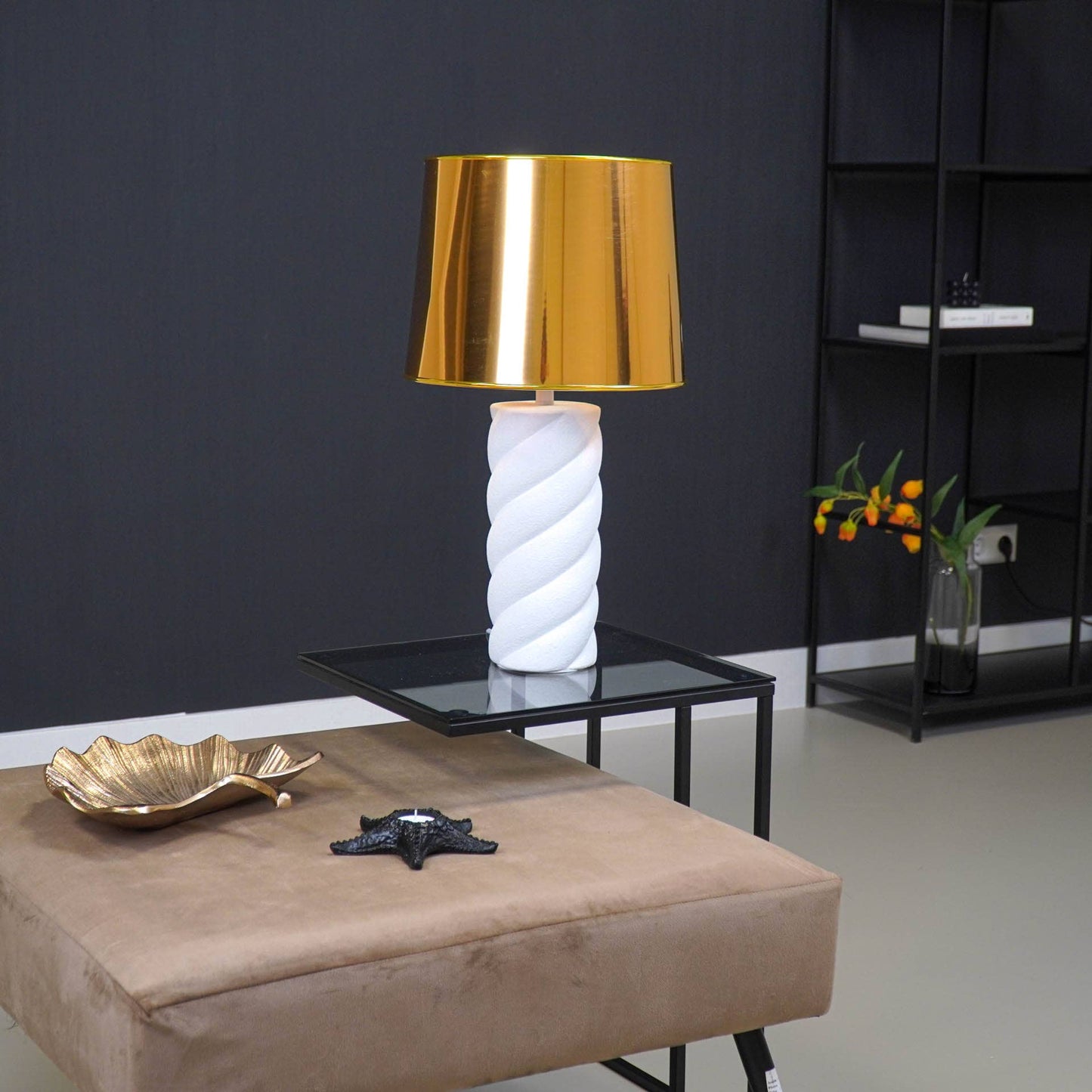 Lampshade shiny gold, 26 x 30 x 23 cm