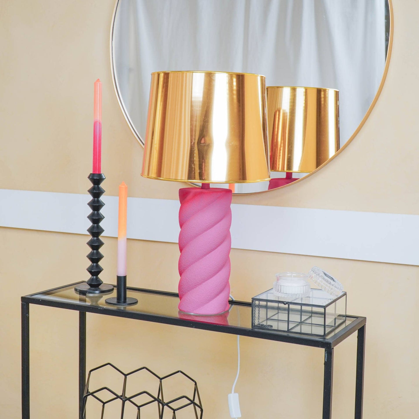 Lampshade shiny gold, 26 x 30 x 23 cm