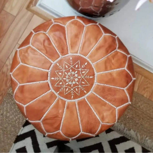 Moroccan pouf light cognac MOSA