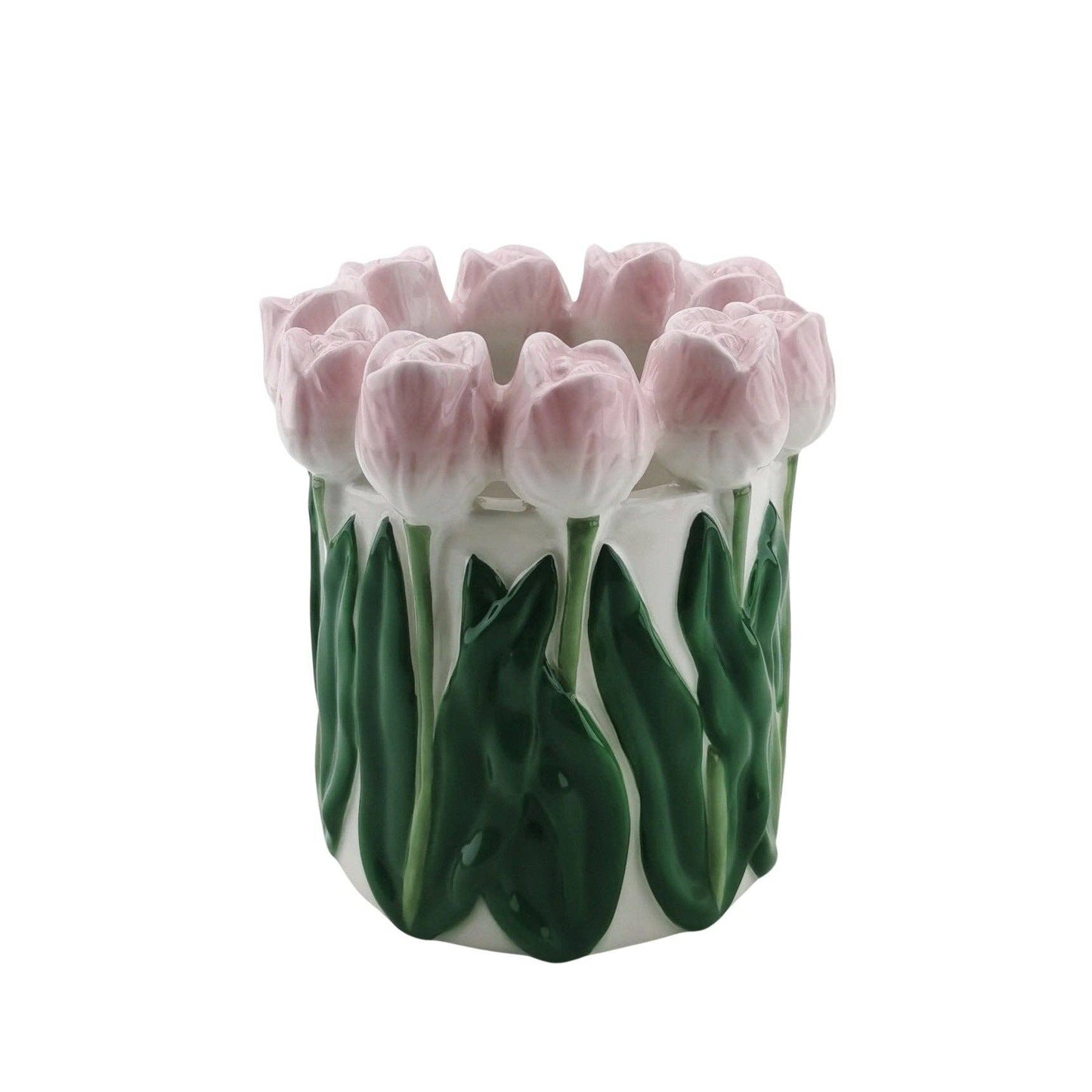 Vase Tulips pink/green 15x15x14cm