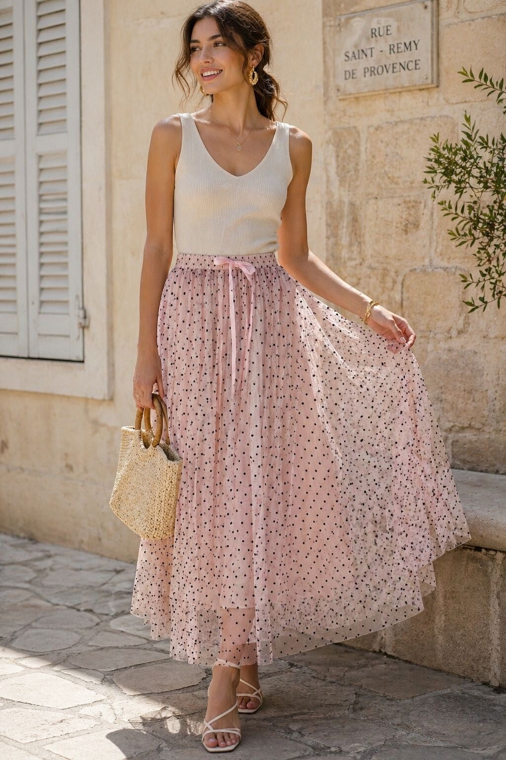 Tulle Skirt Polka Dot Brown
