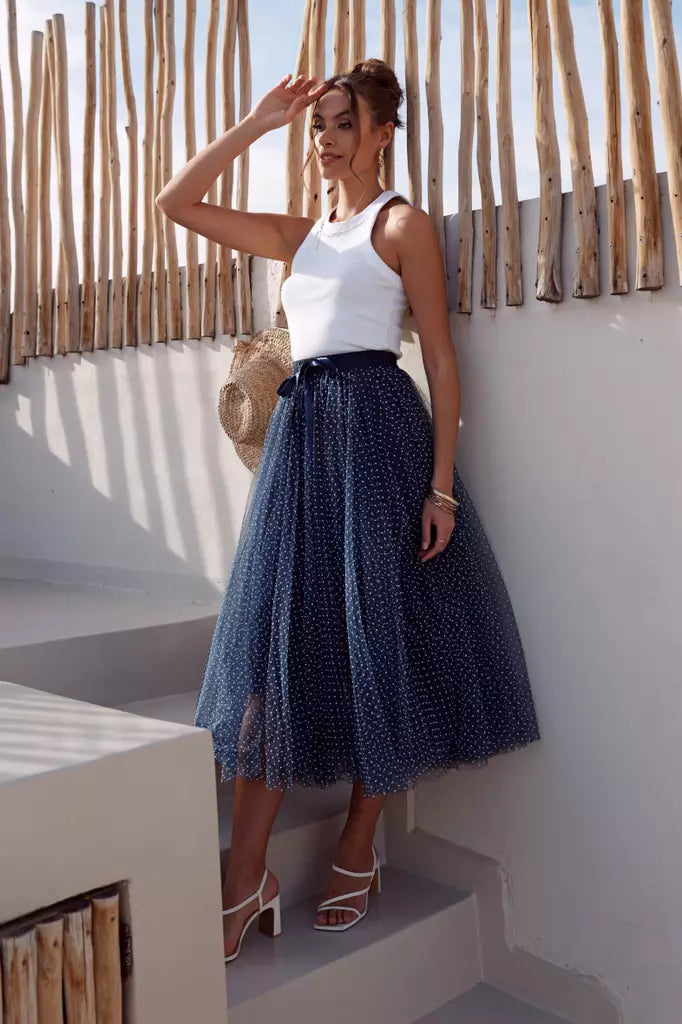 Tulle Skirt Polka Dot Navy