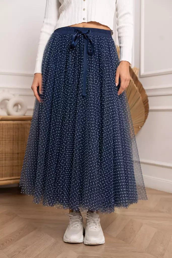Tulle Skirt Polka Dot Navy