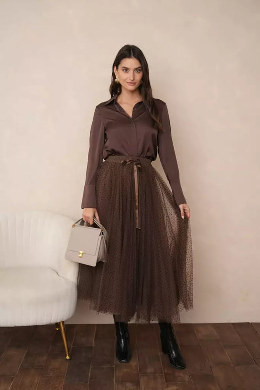 Tulle Skirt Polka Dot Brown